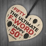 50th Birthday Funny Wood Heart Gift For Friend Novelty Birthday