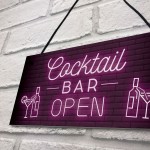 Cocktail Bar OPEN Hanging Home Bar Man Cave Decor Sign Garden