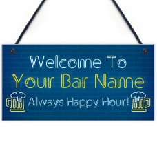 Personalised Happy Hour Home Bar Sign Novelty Bar Decor Plaque