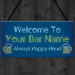 Personalised Happy Hour Home Bar Sign Novelty Bar Decor Plaque