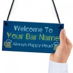 Personalised Happy Hour Home Bar Sign Novelty Bar Decor Plaque