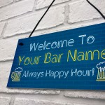 Personalised Happy Hour Home Bar Sign Novelty Bar Decor Plaque