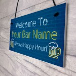Personalised Happy Hour Home Bar Sign Novelty Bar Decor Plaque