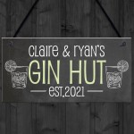 GIN HUT Personalised Decor Sign For Home Bar Garden Bar 