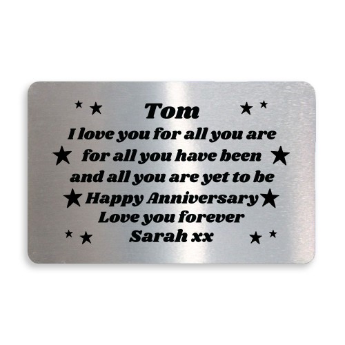 Personalised Happy Anniversary Keepsake Metal Card Gifts