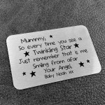 Personalised Mummy Gifts Metal Card For Purse Christmas Gifts