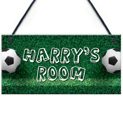Personalised Football Themed Hanging Sign For Boys Bedroom