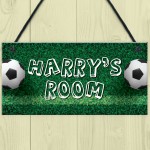 Personalised Football Themed Hanging Sign For Boys Bedroom