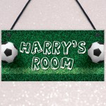 Personalised Football Themed Hanging Sign For Boys Bedroom