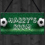 Personalised Football Themed Hanging Sign For Boys Bedroom