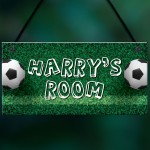 Personalised Football Themed Hanging Sign For Boys Bedroom