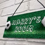 Personalised Football Themed Hanging Sign For Boys Bedroom