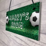 Personalised Football Themed Hanging Sign For Boys Bedroom