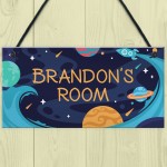 Personalised Bedroom Sign For Boy Space Theme Wall Plaque