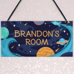 Personalised Bedroom Sign For Boy Space Theme Wall Plaque