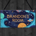 Personalised Bedroom Sign For Boy Space Theme Wall Plaque