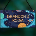 Personalised Bedroom Sign For Boy Space Theme Wall Plaque