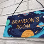 Personalised Bedroom Sign For Boy Space Theme Wall Plaque