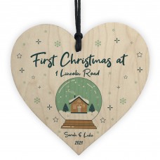 First Christmas New Home Wood Bauble Personalised Tree Decor