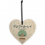 First Christmas New Home Wood Bauble Personalised Tree Decor