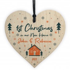 New Home Bauble 1st Christmas Tree Decoration Wood Personalised
