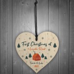 First Christmas Bauble New Home Gift Personalised Wood Decor