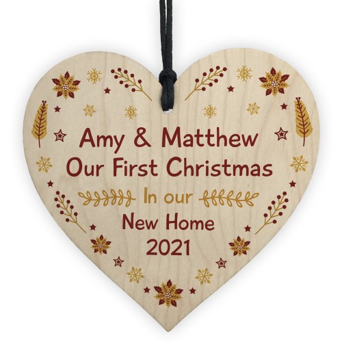 1st Christmas In Our New Home Personalised Bauble Wood Decor