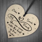 Best Friends Untie Knot Wooden Heart Personalised Birthday Xmas