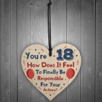 18th Birthday Wooden Heart Funny Gift For Son Daughter Brother