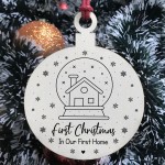 First Christmas In Our First Home Wood Bauble Hanging Decoration