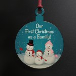 1st Christmas Bauble As A Family Wood Hanging Babys 1st Xmas