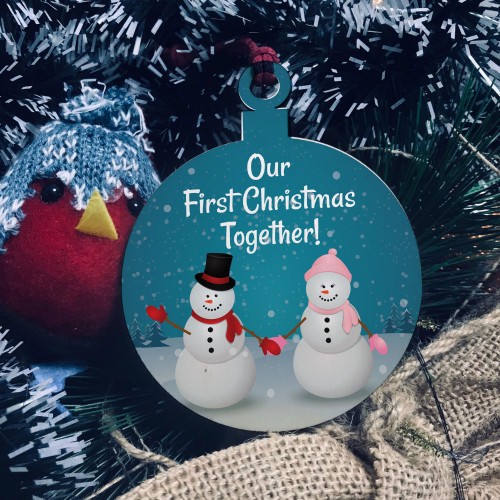 1st Christmas Together Bauble Wood Tree Decoration Couple Gift