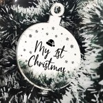 My 1st Christmas Bauble Engraved Heart Hanging Tree Decoration
