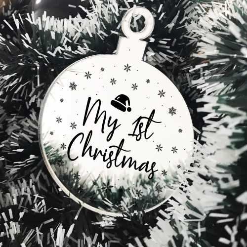 My 1st Christmas Bauble Engraved Heart Hanging Tree Decoration