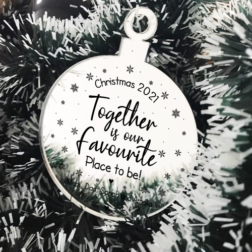 Personalised Christmas Bauble For Family Favourite Place Engrave