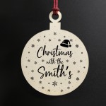 Personalised Christmas With The Any Surname Wood Tree Decoration