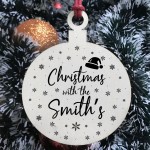 Personalised Christmas With The Any Surname Wood Tree Decoration