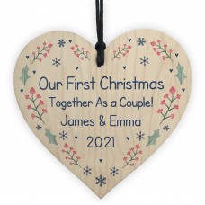 Personalised First Christmas As A Couple Wood Bauble Tree Decor
