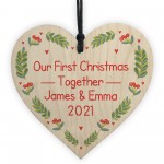 Our First Christmas Together Bauble Wood Heart Tree Decoration