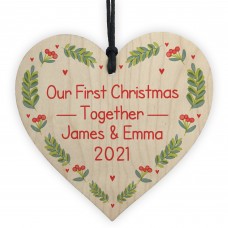 Our First Christmas Together Bauble Wood Heart Tree Decoration