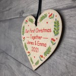 Our First Christmas Together Bauble Wood Heart Tree Decoration
