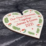 Our First Christmas Together Bauble Wood Heart Tree Decoration