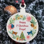 Personalised ANYNAME Baby 1st Christmas Wood Bauble Christmas