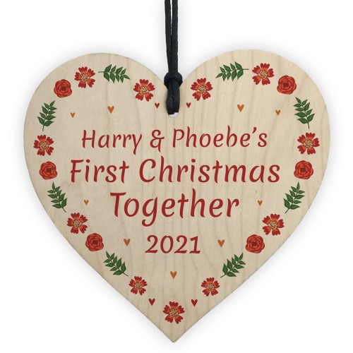 1st Christmas Together Wood Bauble Tree Decoration Personalised