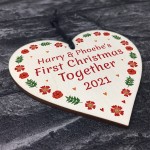 1st Christmas Together Wood Bauble Tree Decoration Personalised