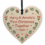 Personalised 1st Christmas Together Wood Bauble Xmas Tree Decor