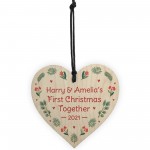 Personalised 1st Christmas Together Wood Bauble Xmas Tree Decor