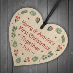 Personalised 1st Christmas Together Wood Bauble Xmas Tree Decor