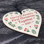 Personalised 1st Christmas Together Wood Bauble Xmas Tree Decor