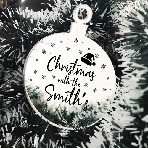 Personalised Christmas With The Any Surname Hanging Tree Decor